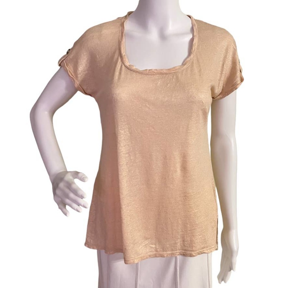Lilly Pulitzer Inara Sand Dune Gold Shimmere Linen tee Size S-M